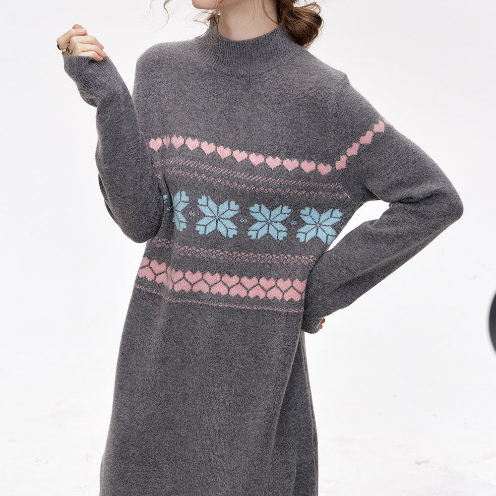 
                  
                    ELFSACK 2024 Winter New Arrivals Fair Isle straight knitted dress women inner wear Christmas outfit
                  
                