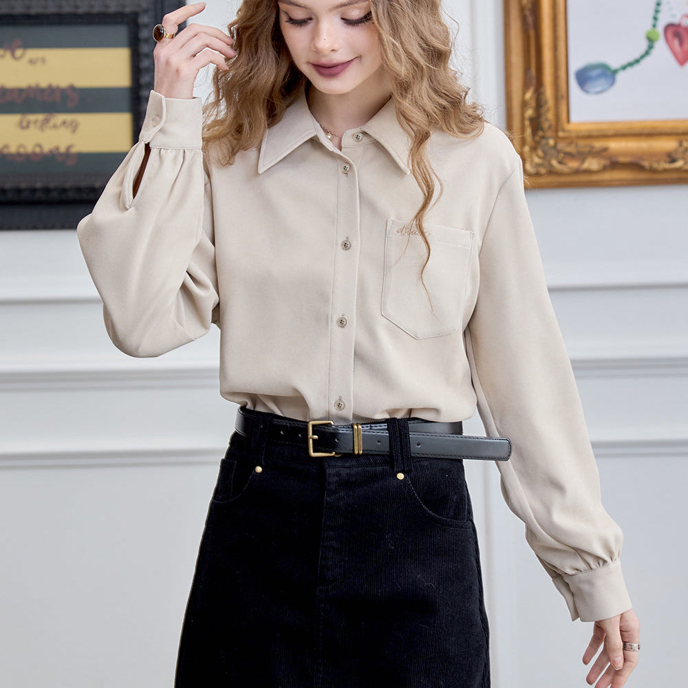 
                  
                    ELFSACK 2024 Winter New Arrivals Embroidered shirt for women, versatile commuter top
                  
                