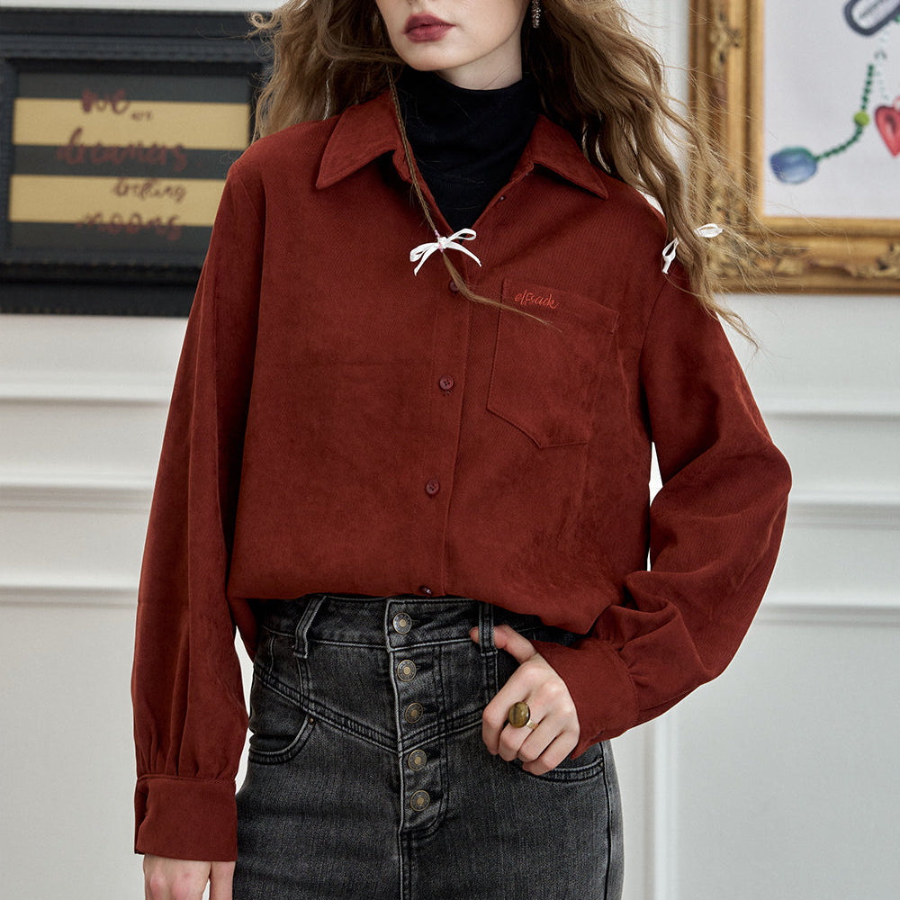 
                  
                    ELFSACK 2024 Winter New Arrivals Embroidered shirt for women, versatile commuter top
                  
                