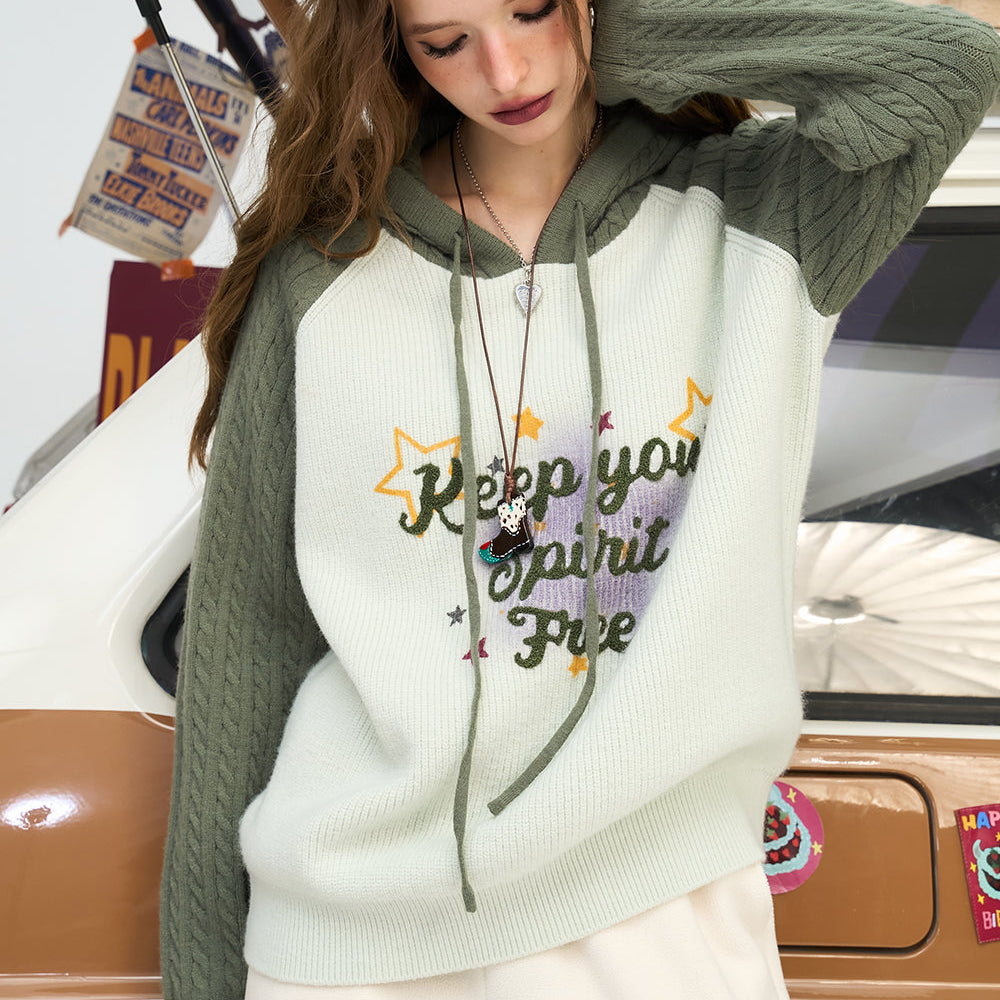 
                  
                    ELFSACK 2024 Winter New Arrivals Contrast Fried Dough Twists Raglan Sleeve Letter Printing Hooded Sweater Women
                  
                