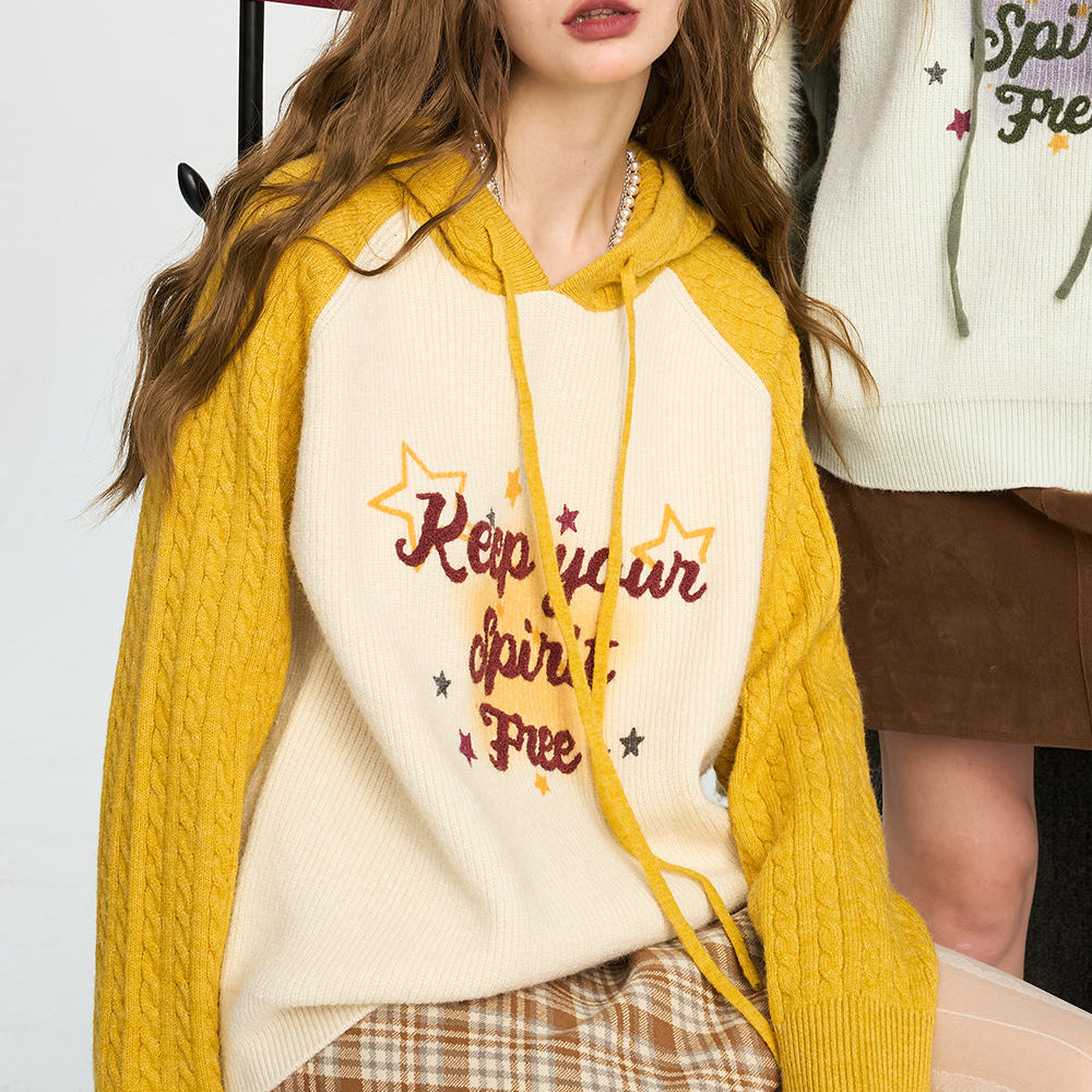 
                  
                    ELFSACK 2024 Winter New Arrivals Contrast Fried Dough Twists Raglan Sleeve Letter Printing Hooded Sweater Women
                  
                