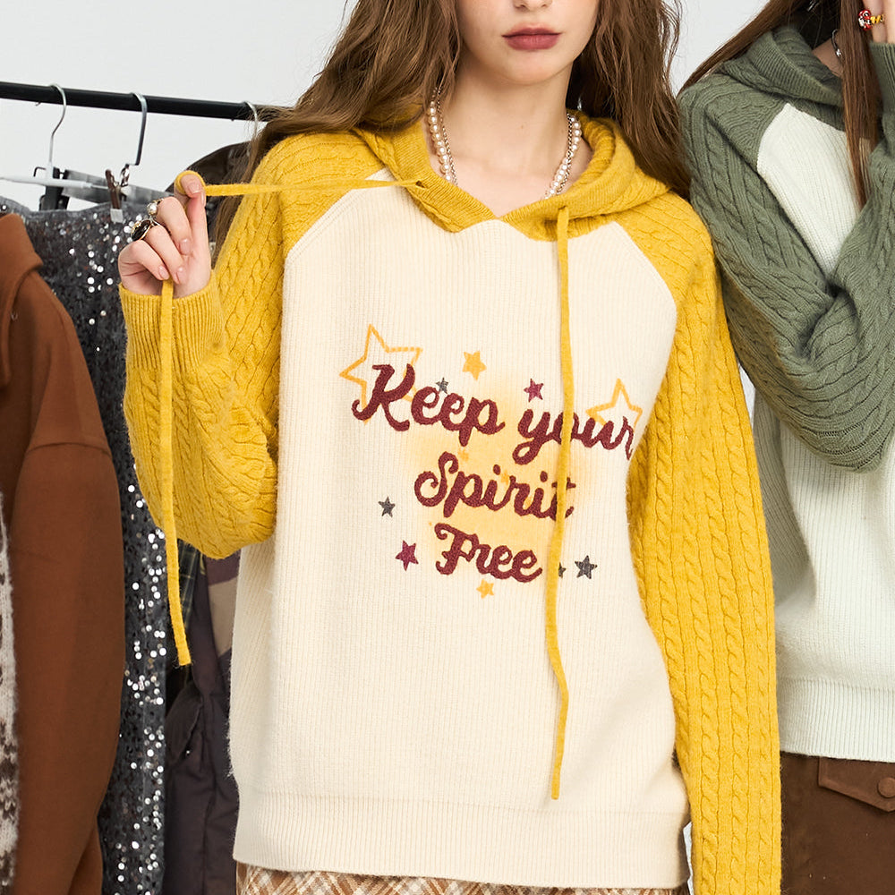 
                  
                    ELFSACK 2024 Winter New Arrivals Contrast Fried Dough Twists Raglan Sleeve Letter Printing Hooded Sweater Women
                  
                