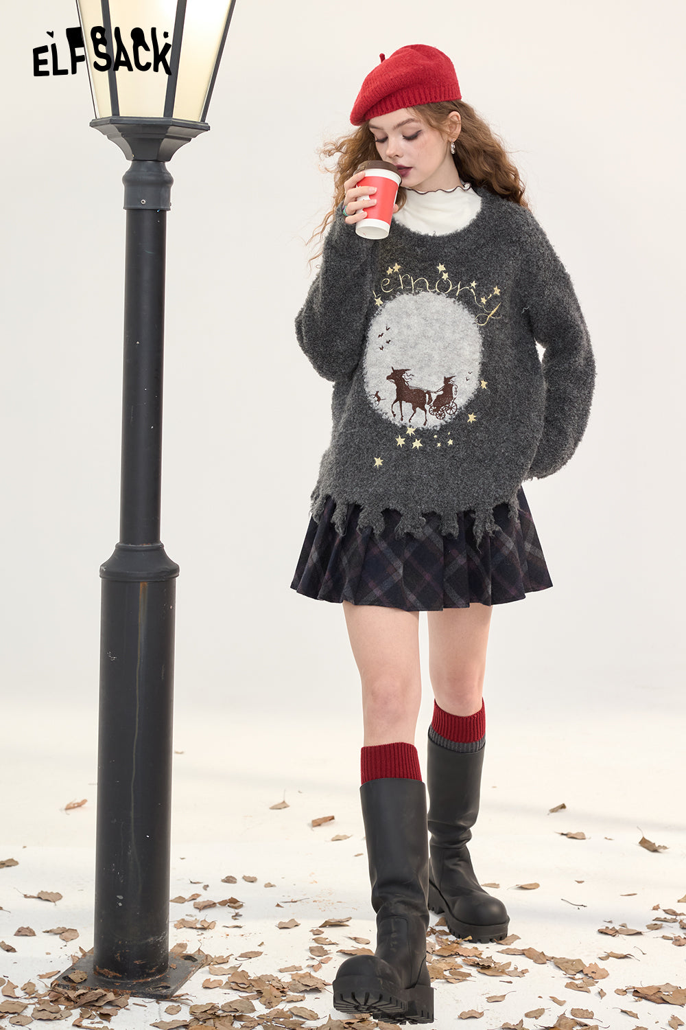 ELFSACK Women's Pullover Sweater Fluffy Loose Cute Soft Top