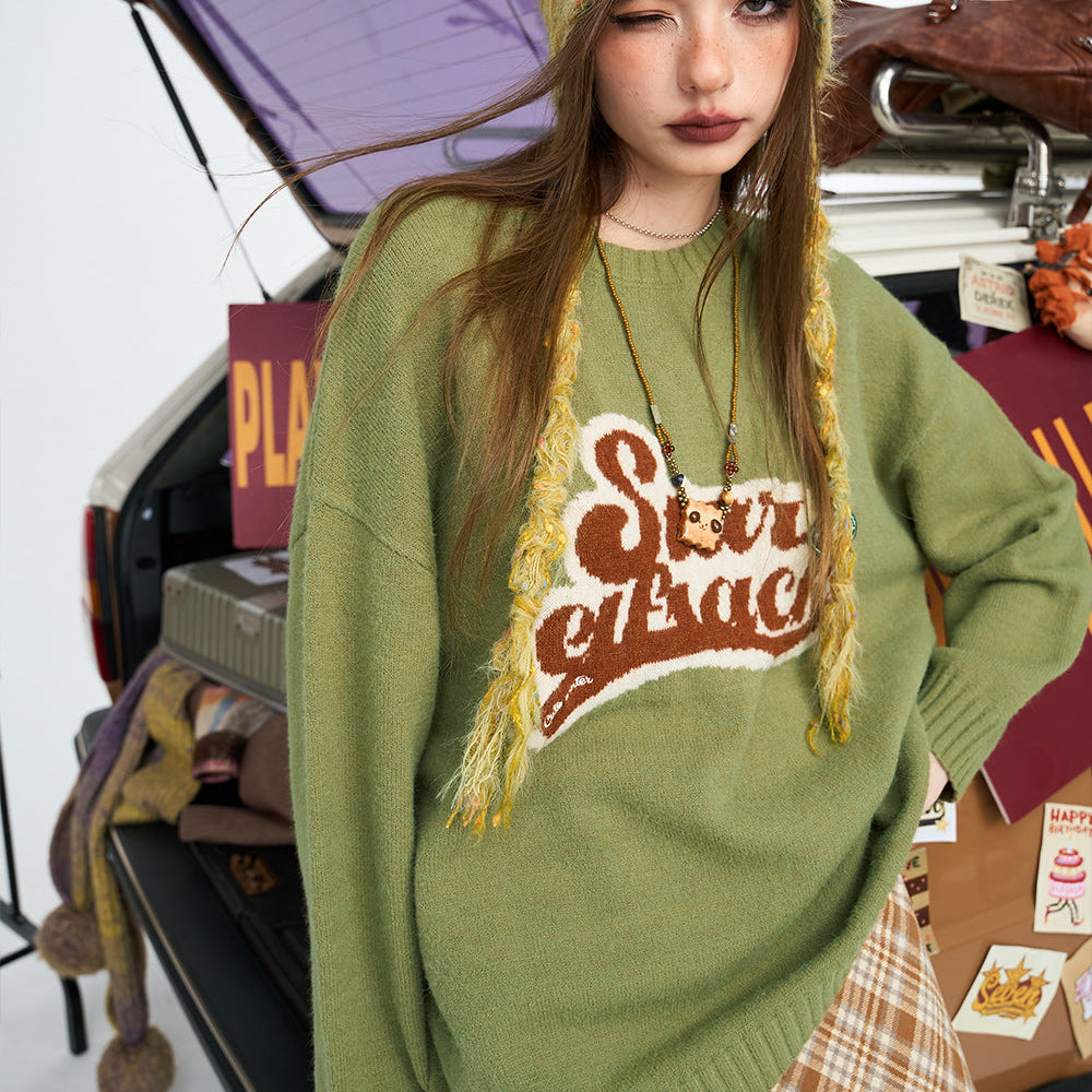 
                  
                    ELFSACK 2024 Winter New Arrivals Letter lazy style soft and sticky pullover sweater for women
                  
                