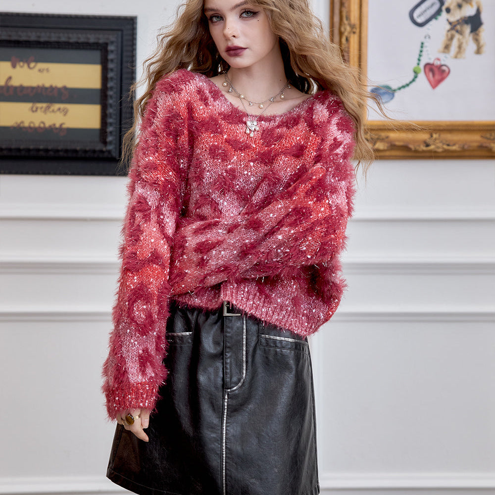 
                  
                    ELFSACK 2024 Winter New Arrivals Women's Fluffy Short Retro Leopard Print Short Pullover Sweater
                  
                