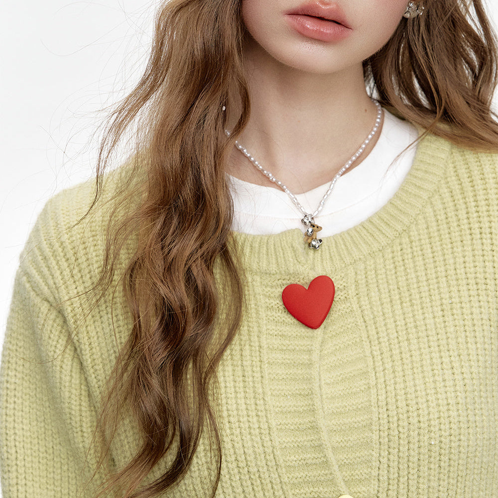 
                  
                    ELFSACK 2024 Winter New Arrivals Sweet colorful heart buttons knitted cardigan sweater women
                  
                