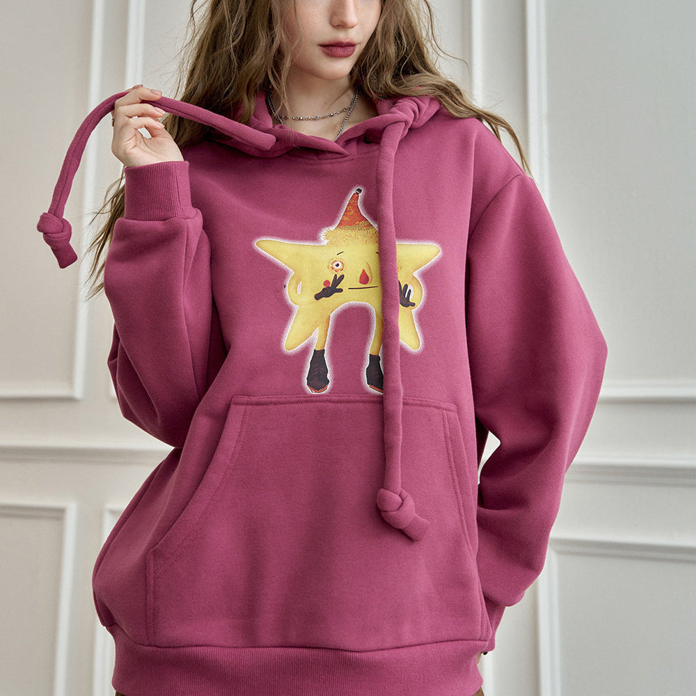 
                  
                    ELFSACK 2024 Winter New Arrivals Original cartoon print retro hooded sweatshirt for women
                  
                