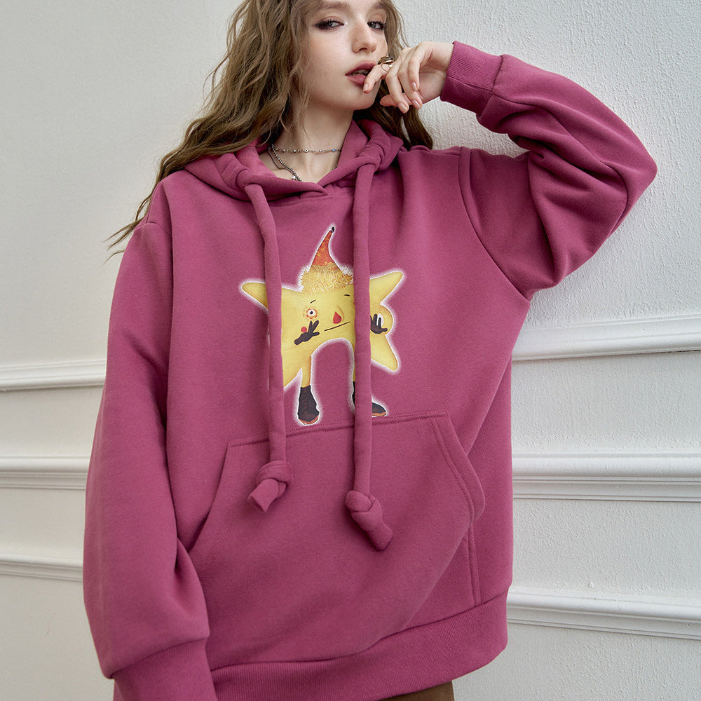 
                  
                    ELFSACK 2024 Winter New Arrivals Original cartoon print retro hooded sweatshirt for women
                  
                