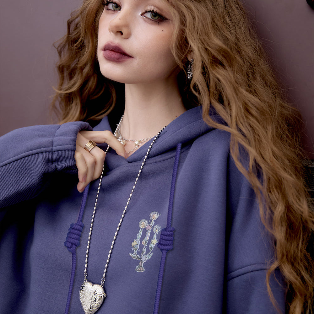 
                  
                    ELFSACK 2024 Winter New Arrivals Loose Preppy style witch embroidery hoodie for women retro cute fleece top
                  
                