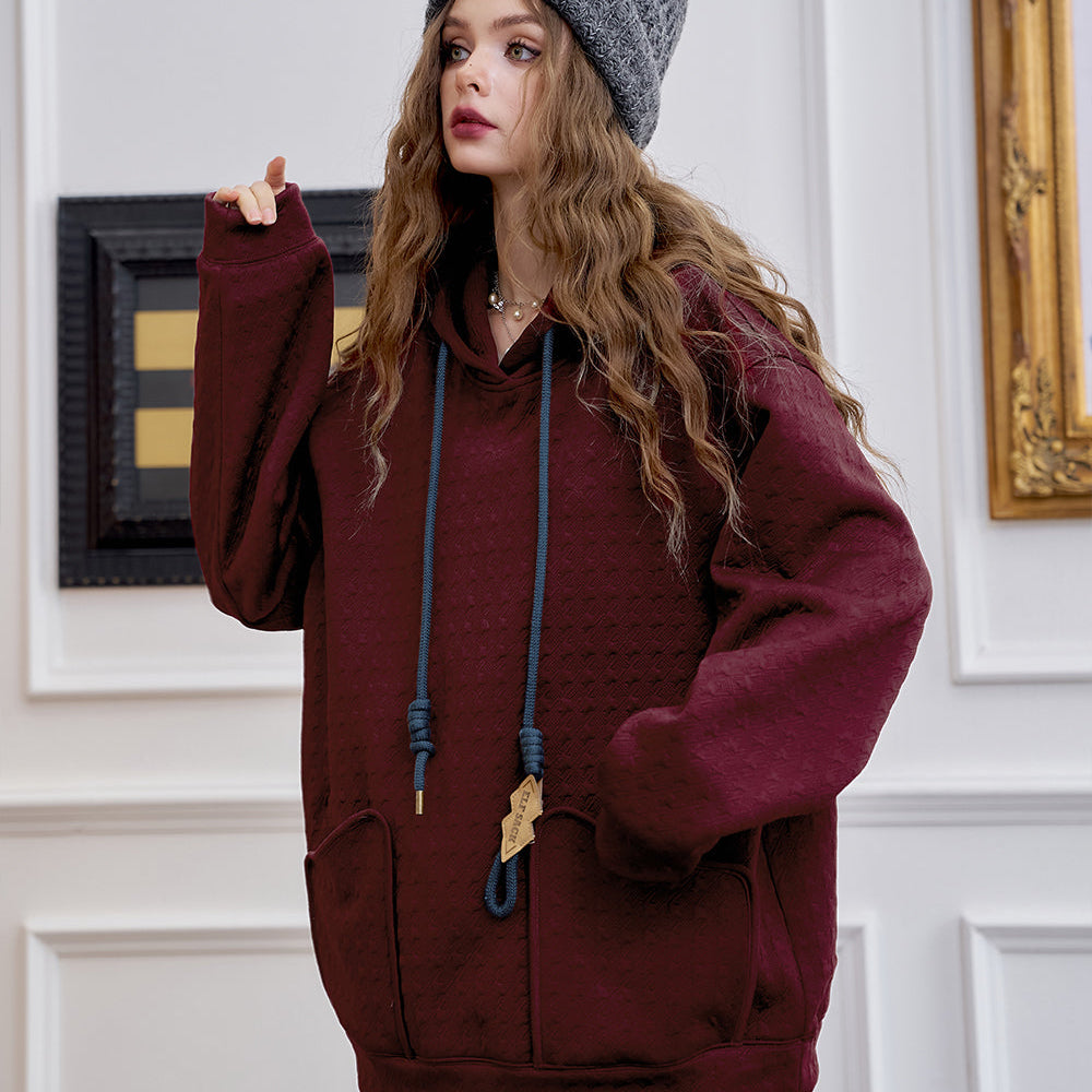 
                  
                    ELFSACK 2024 Winter New Arrivals Preppy style loose hoodie women cute fleece top
                  
                