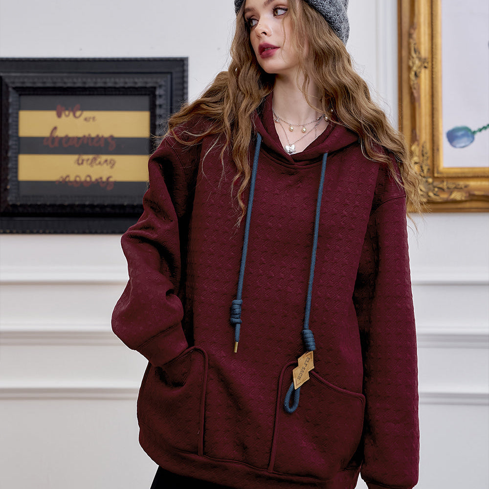 
                  
                    ELFSACK 2024 Winter New Arrivals Preppy style loose hoodie women cute fleece top
                  
                