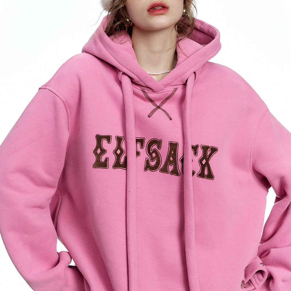 
                  
                    ELFSACK 2024 Winter New Arrivals Casual Red Letter Slit Plush Hoodie for Women
                  
                