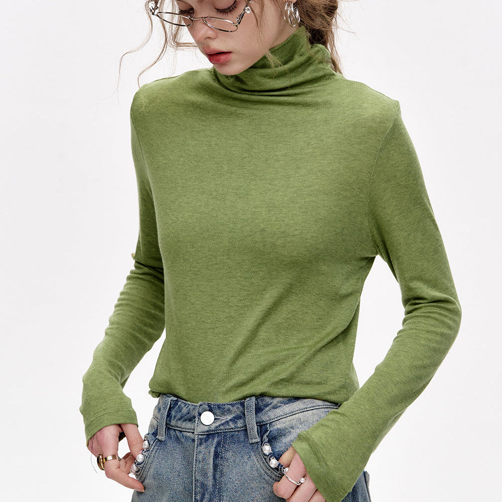 
                  
                    ELFSACK 2024 Winter New Arrivals Pile collar inner wear sweater women solid color bottom T-shirt
                  
                