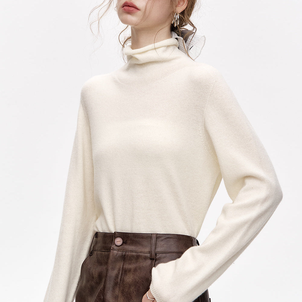 
                  
                    ELFSACK 2024 Winter New Arrivals Versatile Half Turtleneck Solid Color Slim Fit 100% Wool Warm Knit Cardigan
                  
                