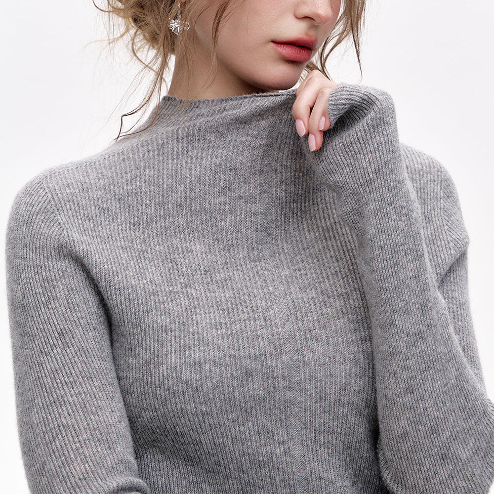 
                  
                    ELFSACK 2024 Winter New Arrivals 100% wool half turtleneck solid color long sleeves sweater for women
                  
                