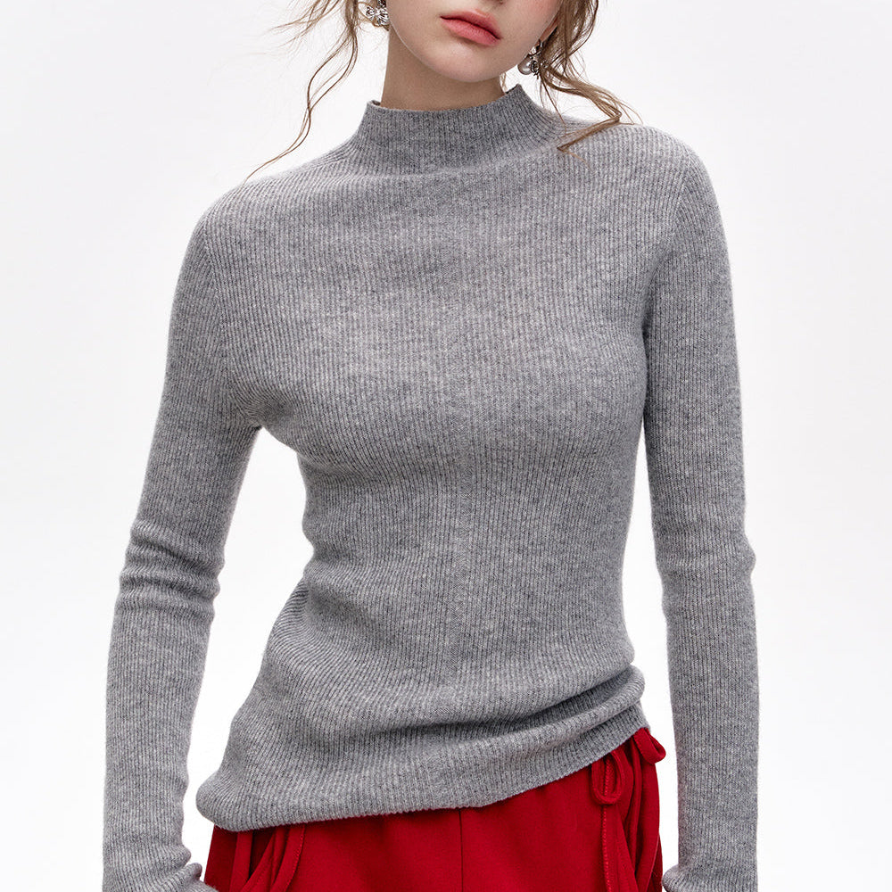 
                  
                    ELFSACK 2024 Winter New Arrivals 100% wool half turtleneck solid color long sleeves sweater for women
                  
                