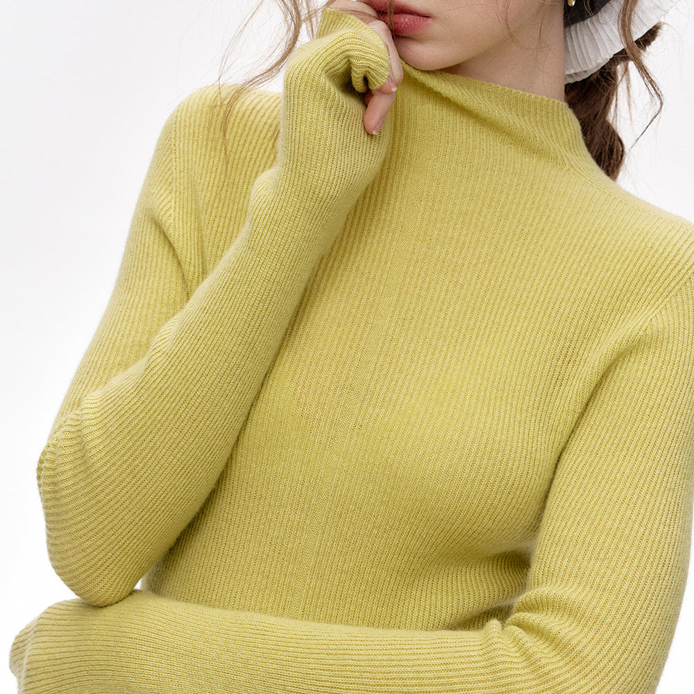 
                  
                    ELFSACK 2024 Winter New Arrivals 100% wool half turtleneck solid color long sleeves sweater for women
                  
                