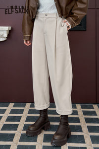 ELFSACK High waisted straight leg harem pants, casual loose nine quarter pants