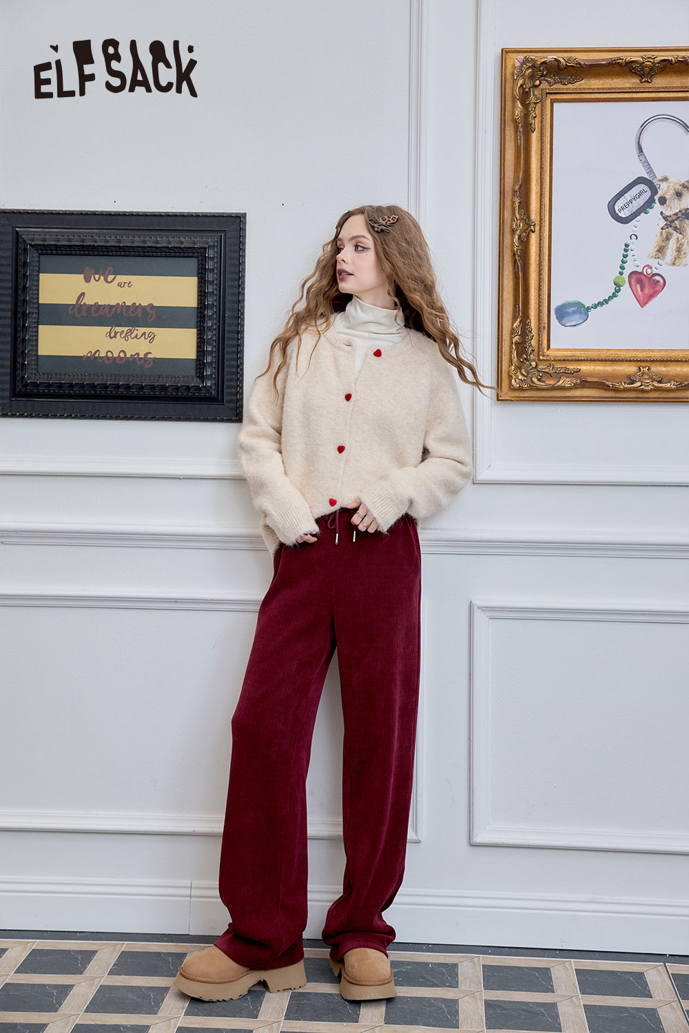 ELFSACK Versatile wide leg casual pants, straight leg loose pants