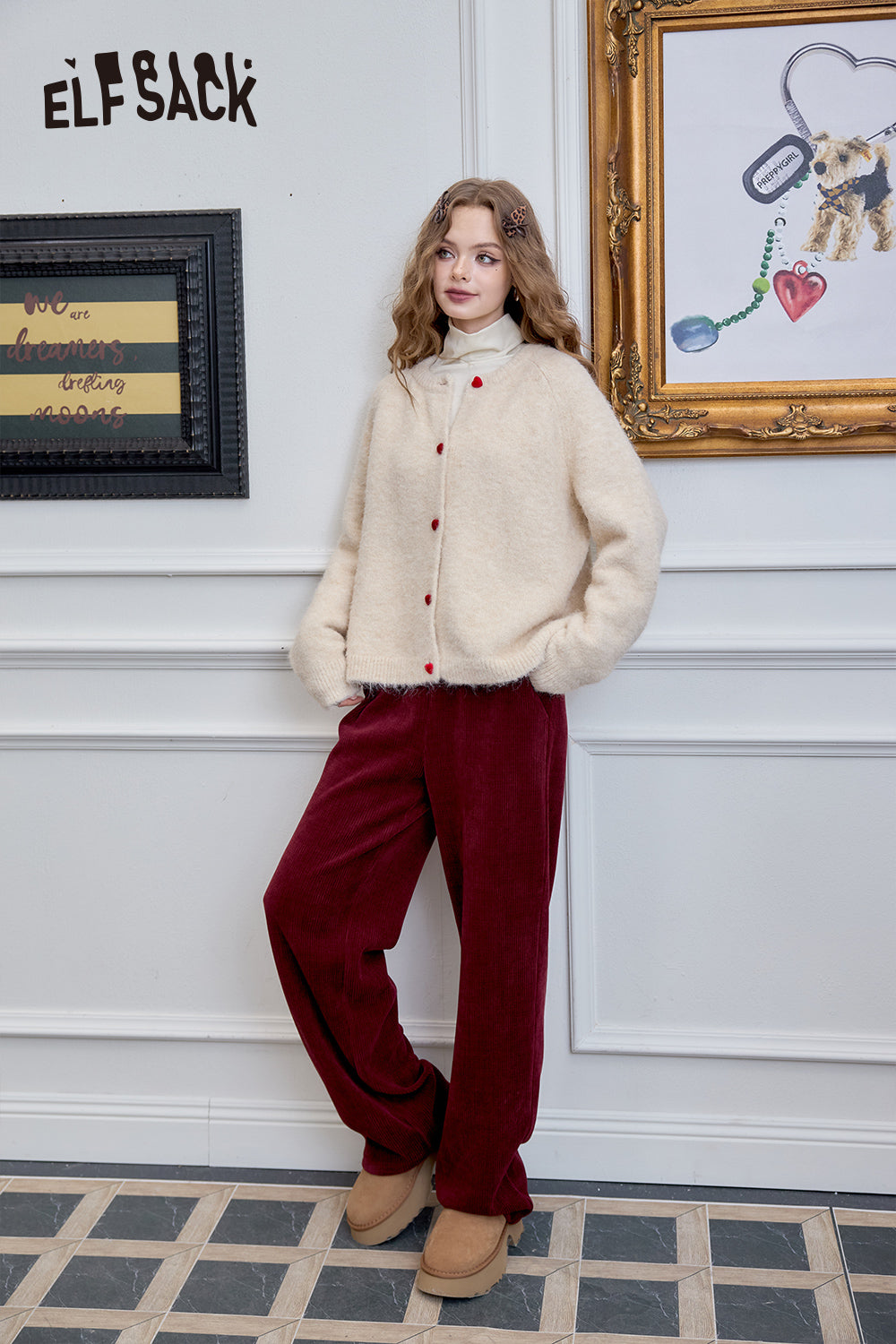 ELFSACK Versatile wide leg casual pants, straight leg loose pants