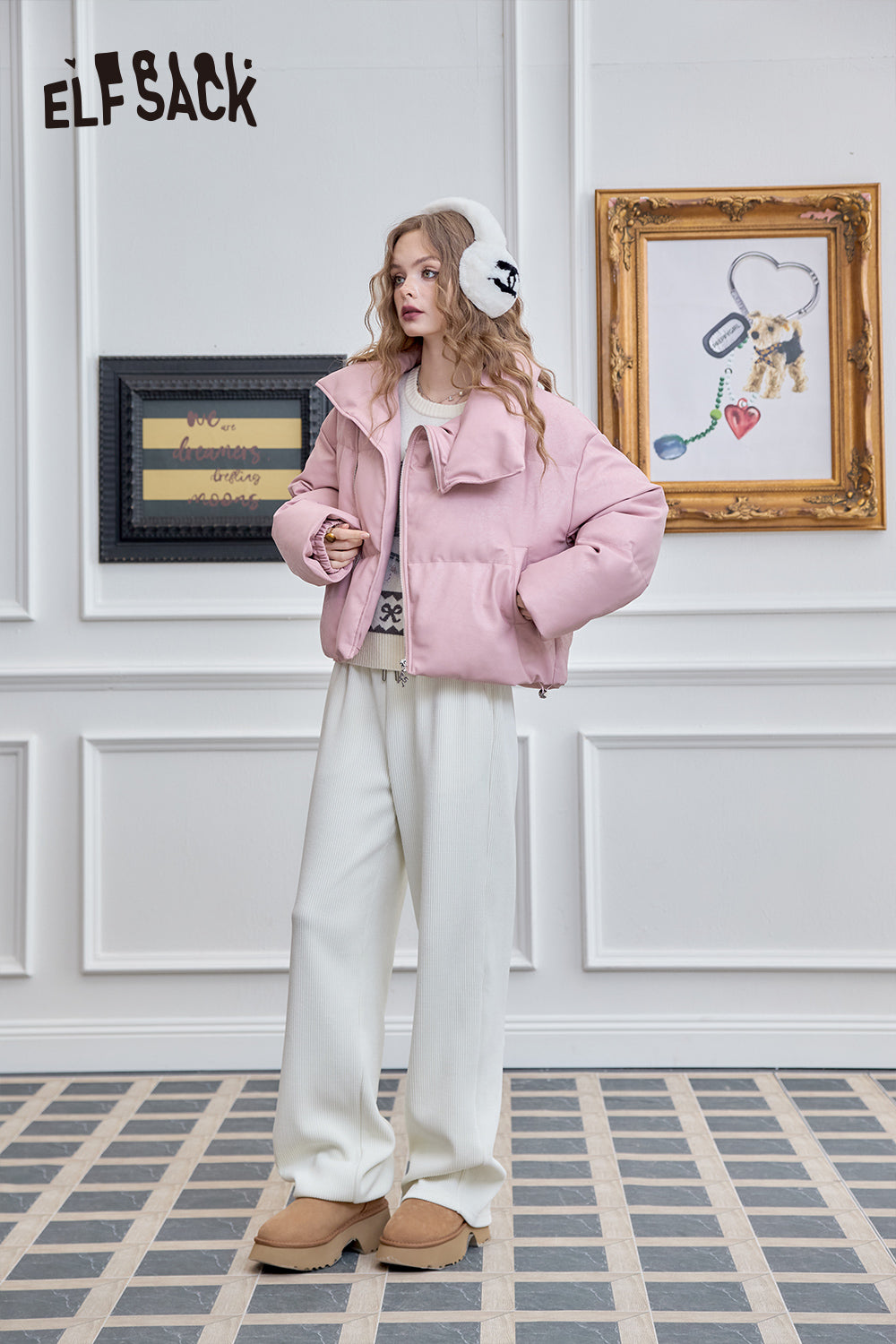 ELFSACK Versatile wide leg casual pants, straight leg loose pants