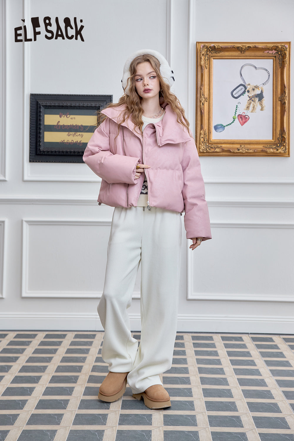 ELFSACK Versatile wide leg casual pants, straight leg loose pants