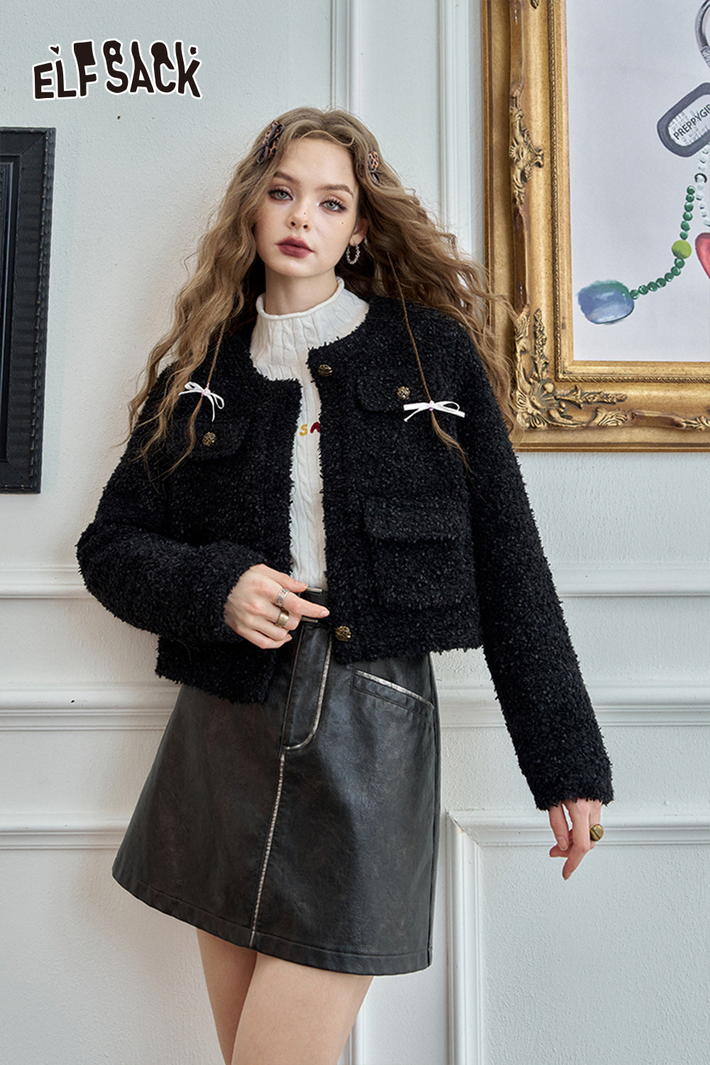 ELFSACK Winter coat with heart-shaped button short jacket
