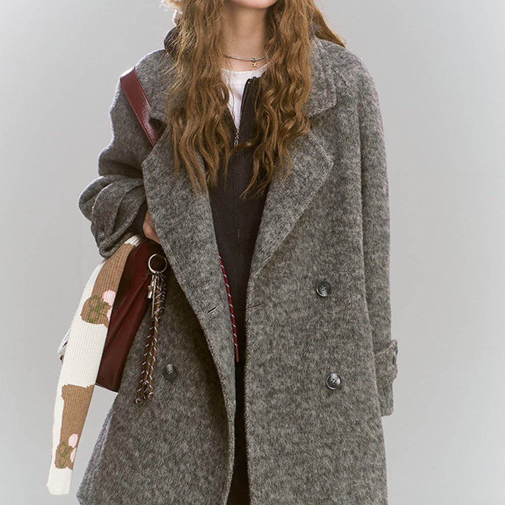 
                  
                    ELFSACK 2024 Winter New Arrivals Medium to long woolen coat, loose, lazy, sweet and women's coat
                  
                