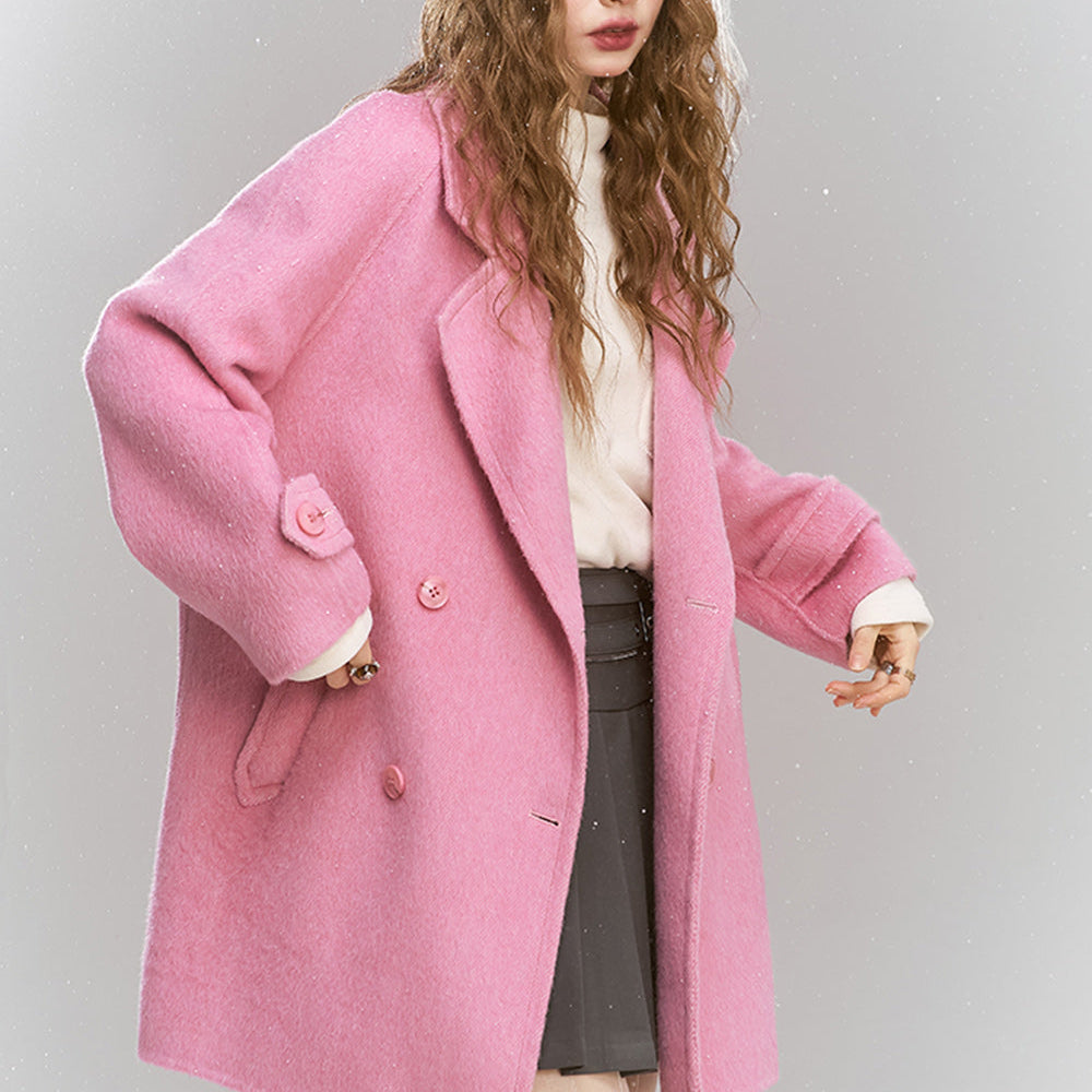 
                  
                    ELFSACK 2024 Winter New Arrivals Medium to long woolen coat, loose, lazy, sweet and women's coat
                  
                