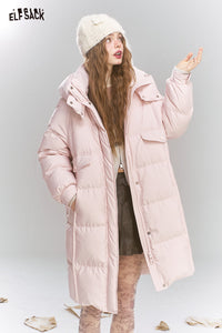 ELFSACK プレッピー スイートフード付きダウンコート