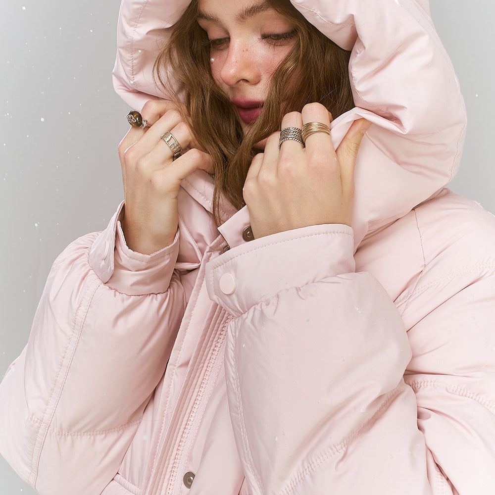 
                  
                    ELFSACK 2024 Winter New Arrivals Sweet Preppy style hooded down jacket for women long warm thick coat
                  
                