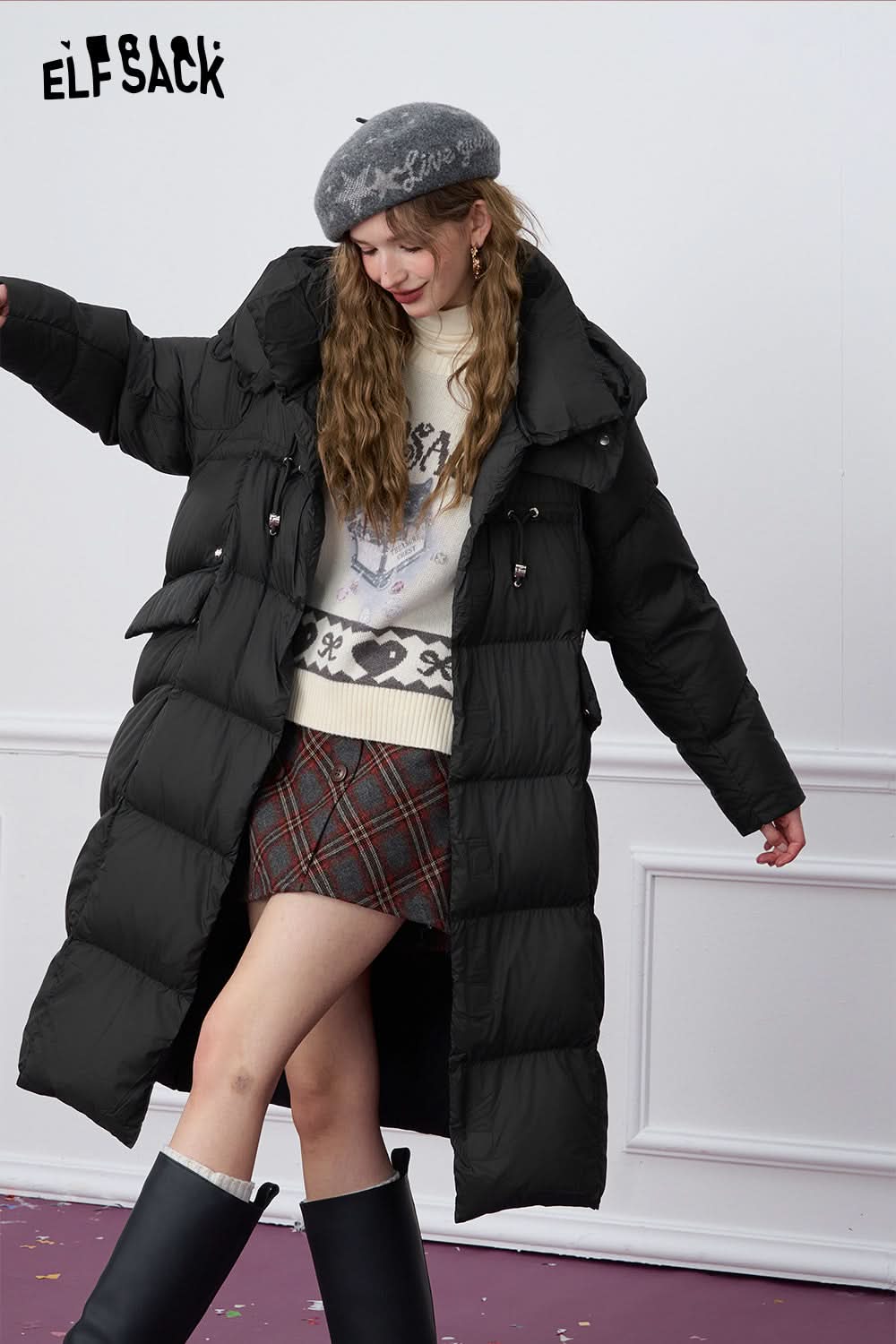 大特価放出！ ELFSACK Retro loose woven plain weave medium hooded warm ジャケット・アウター