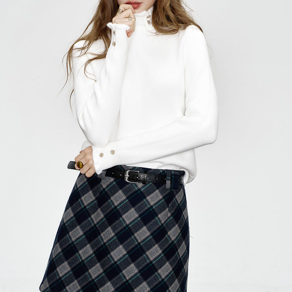 
                  
                    ELFSACK 2024 Winter New Arrivals Preppy style plaid A-line short skirt for women
                  
                