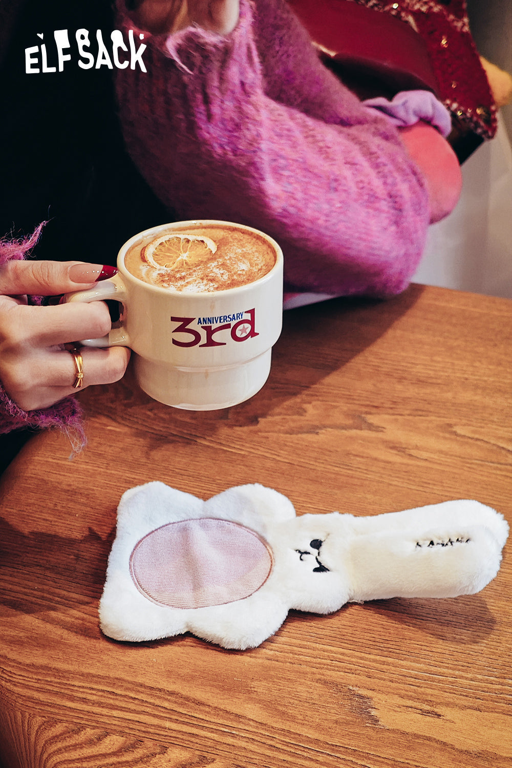 ELFSACK Cartoon Rabbit Plush Coaster Cute Plush Anti-Slip Coaster