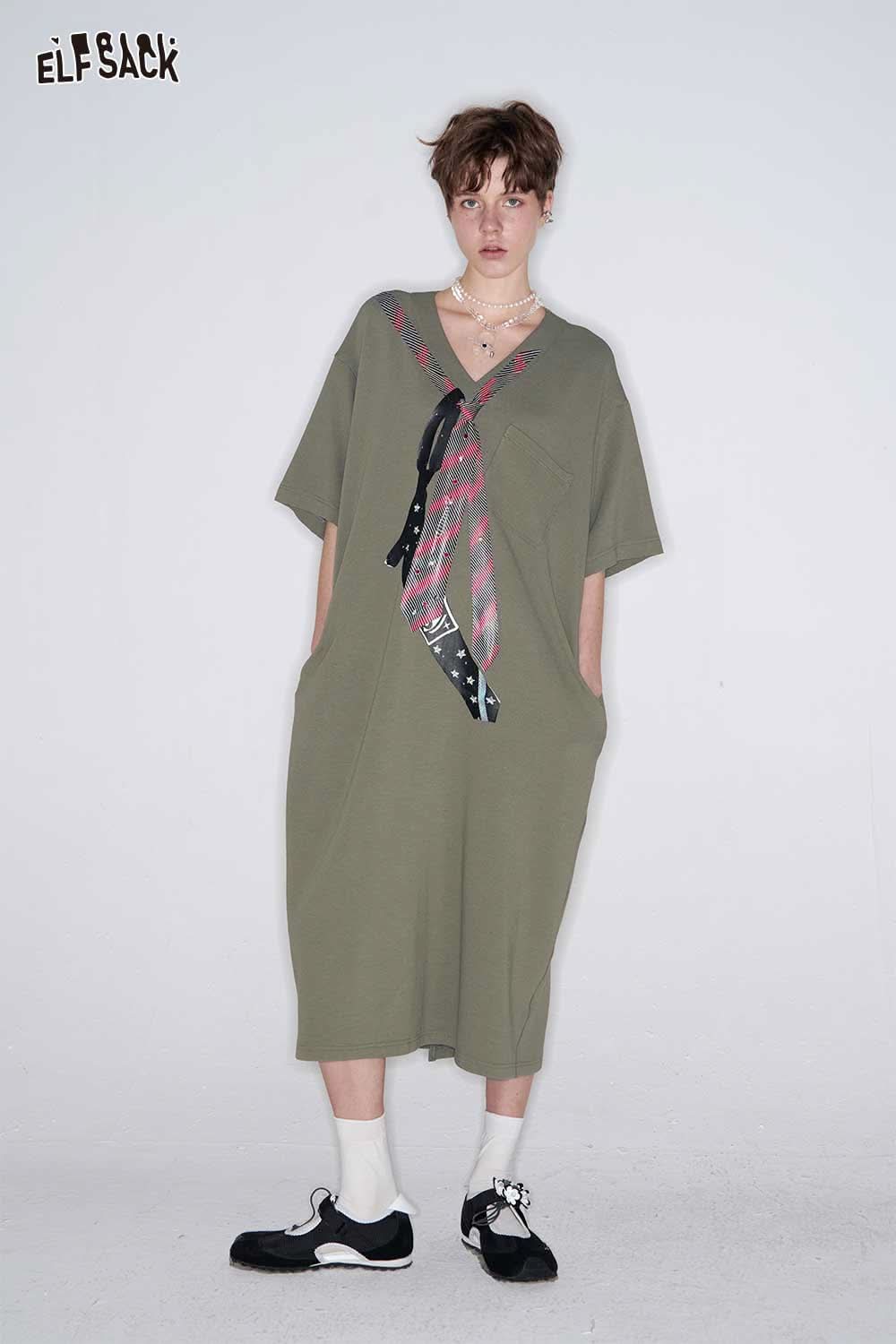 ELFSACK Women Pullover T-Shirt Dress
