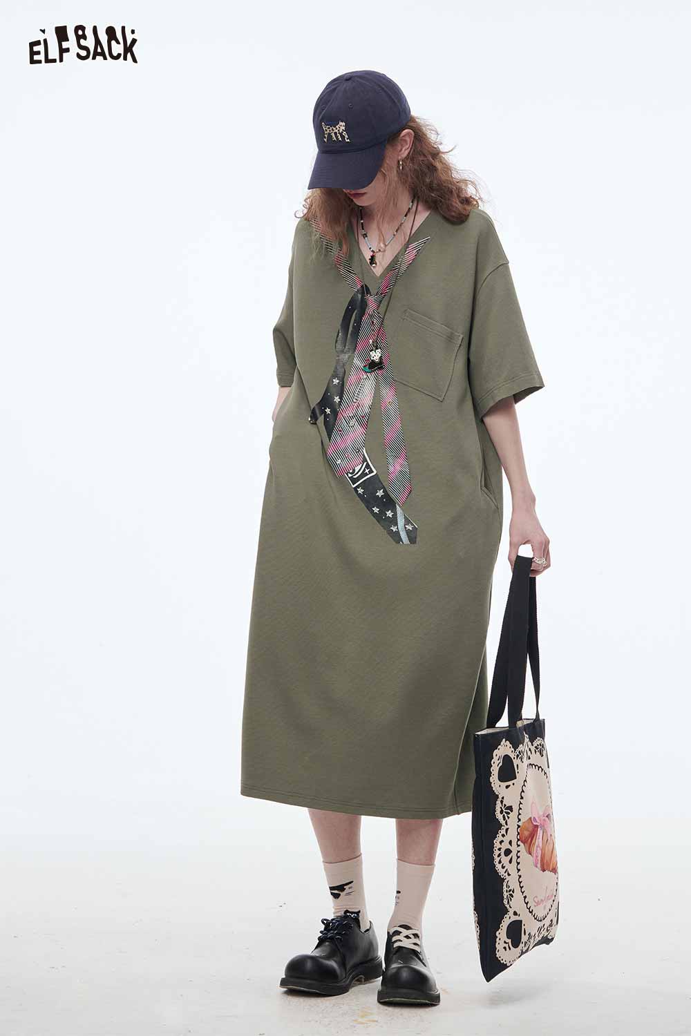 ELFSACK Women Pullover T-Shirt Dress