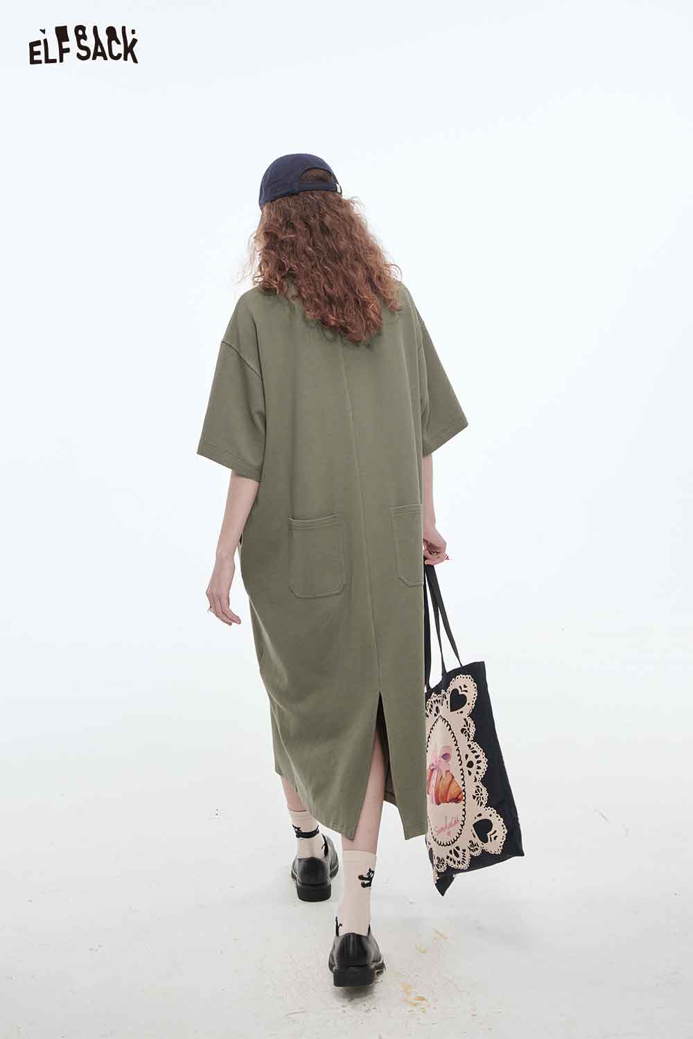 ELFSACK Women Pullover T-Shirt Dress