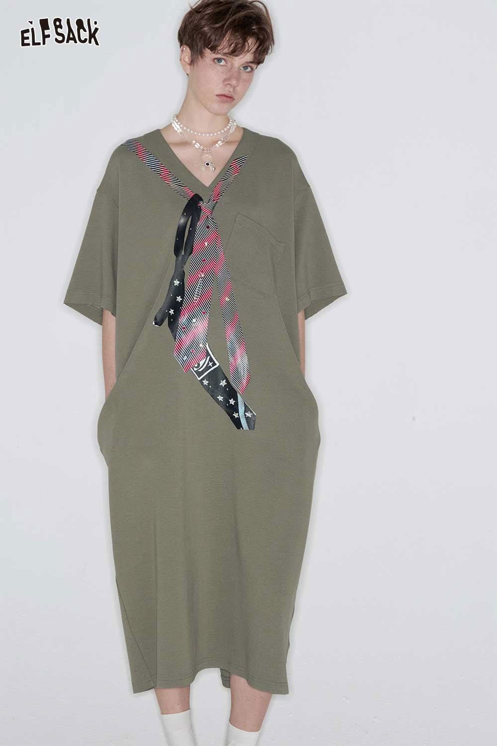 ELFSACK Women Pullover T-Shirt Dress