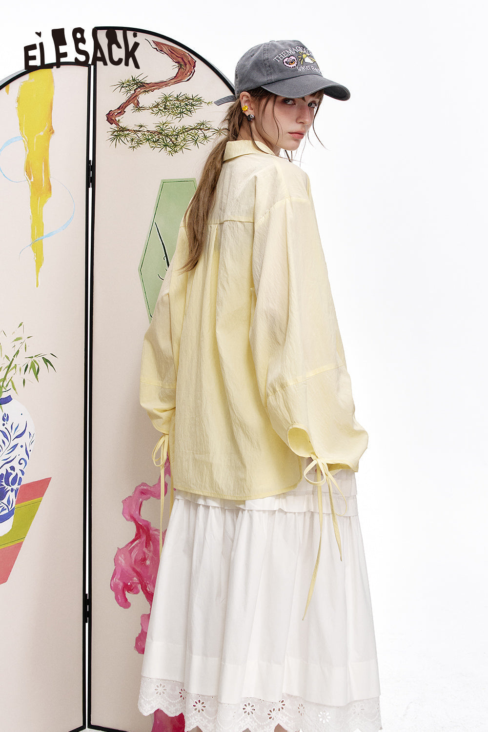 ELFSACK Casual long sleeved drawstring shirt