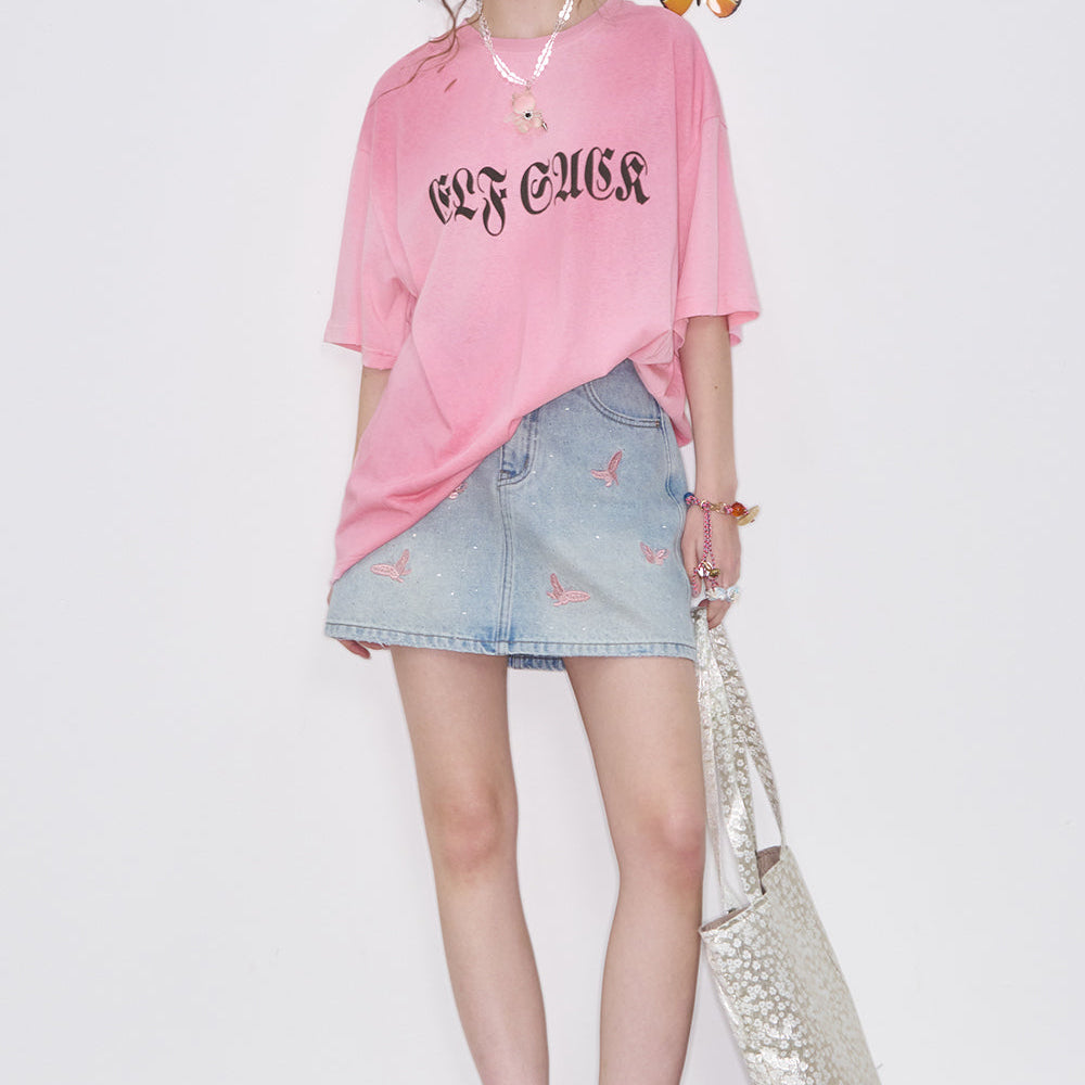 
                  
                    ELFSACK 2025 Spring New Arrivals Letter Printed Blending Ripped Short Sleeve T-Shirt Women Loose Casual Top
                  
                