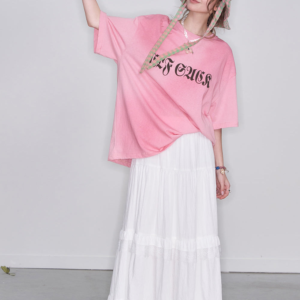 
                  
                    ELFSACK 2025 Spring New Arrivals Letter Printed Blending Ripped Short Sleeve T-Shirt Women Loose Casual Top
                  
                