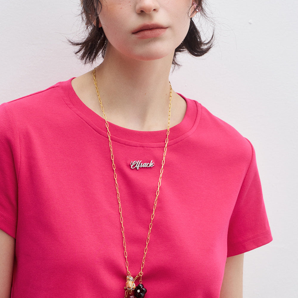 
                  
                    ELFSACK 2025 Spring New Arrivals Butterfly Hollow Solid Color Letter Short Sleeve T-shirt Women Casual Cropped Top
                  
                