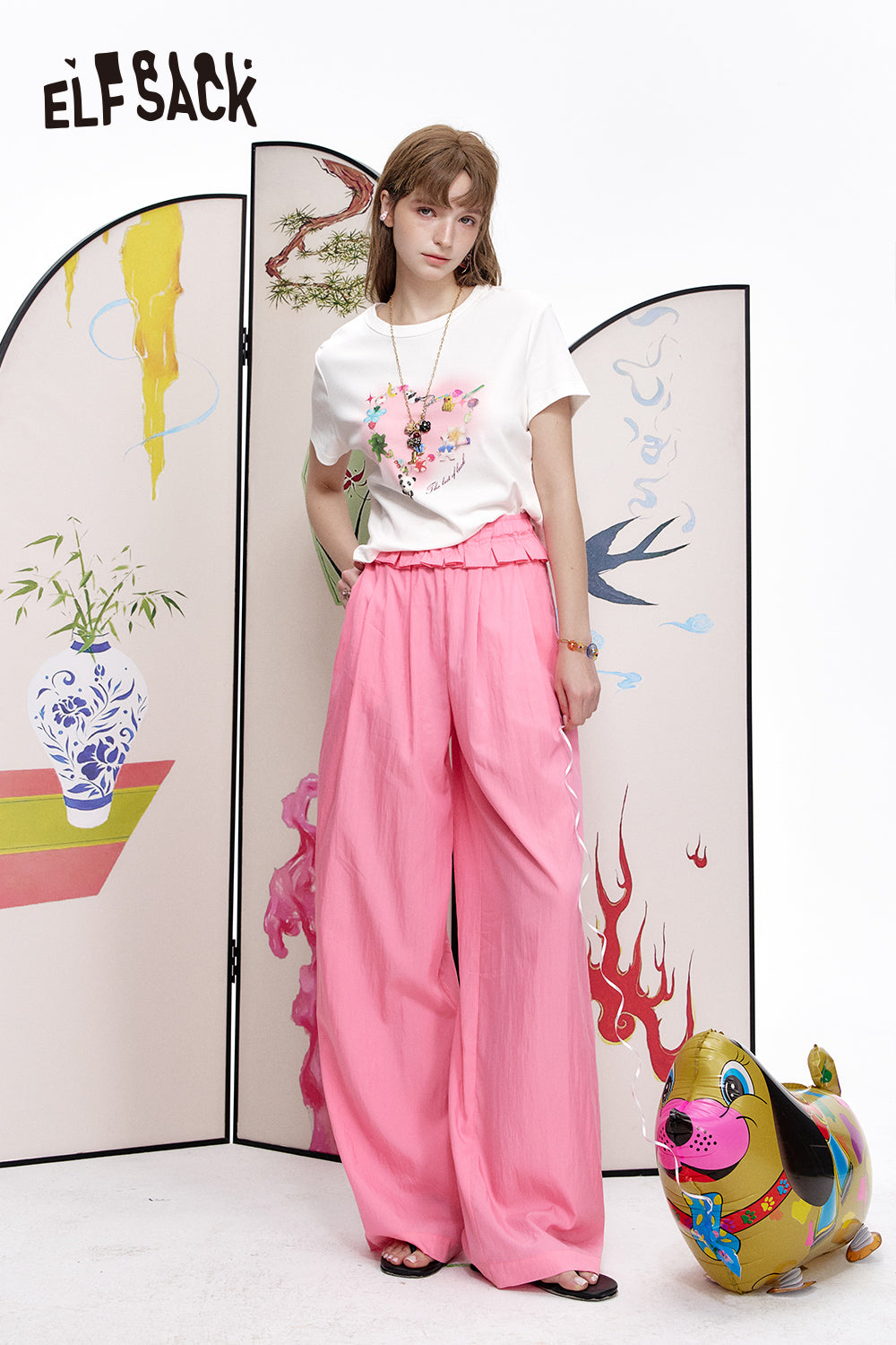 ELFSACK White printed short sleeved T-shirt