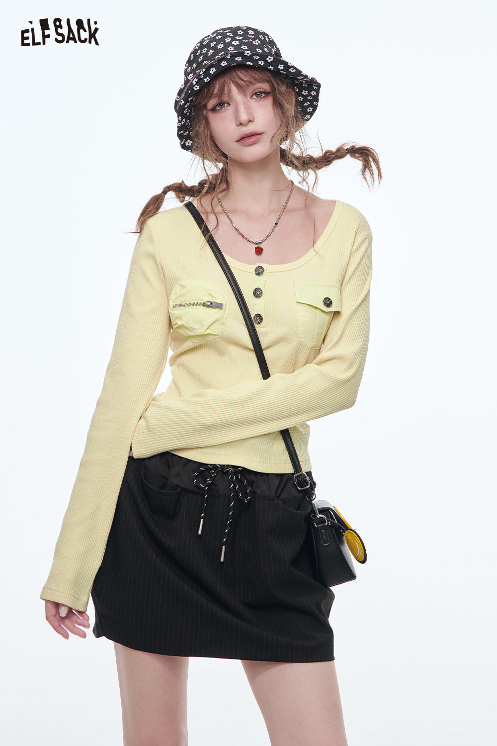 ELFSACK Sweet Solid Slim Long Sleeve Knitted Pullover Women Base Layer Top