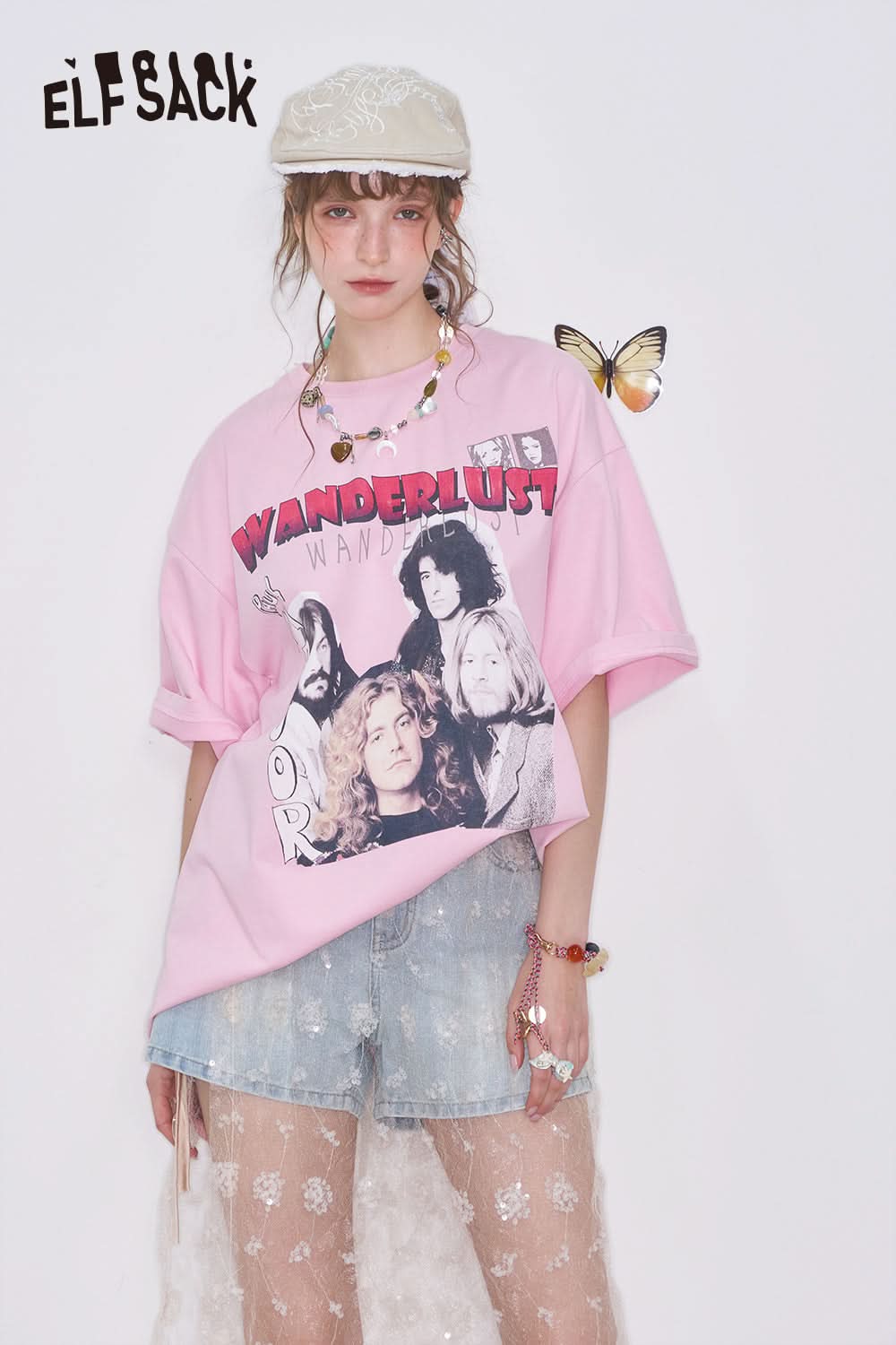 ELFSACK Light colored A-line washed denim jeans