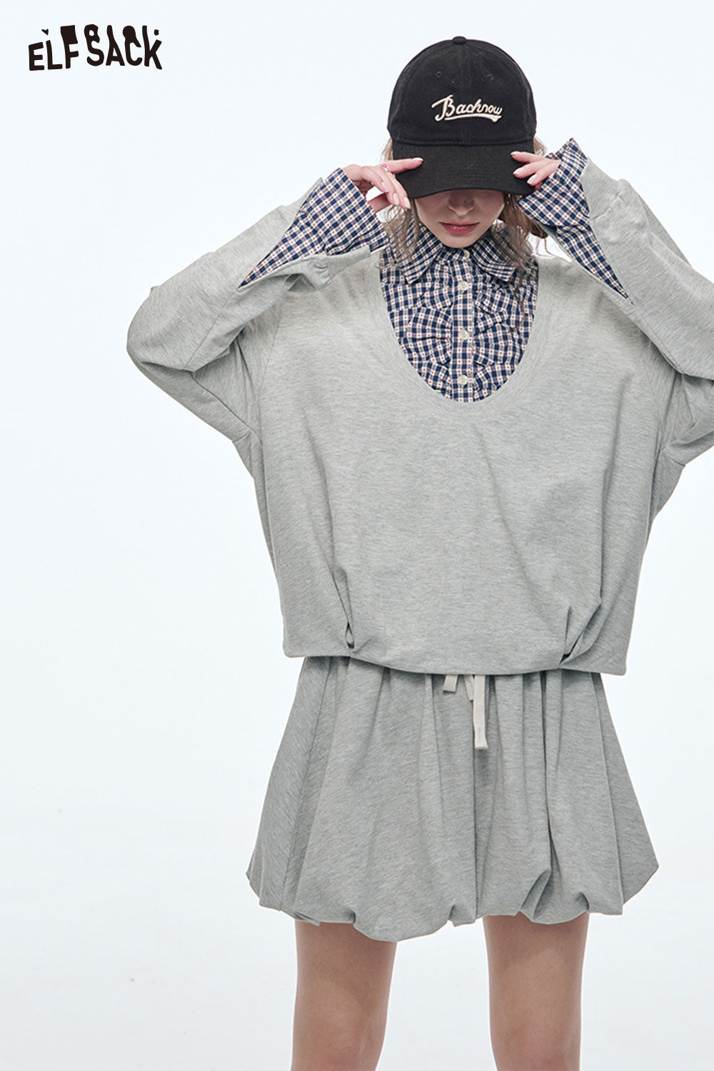 ELFSACK Sweet Sports Sweatshirt Mini Skirt Suit Women