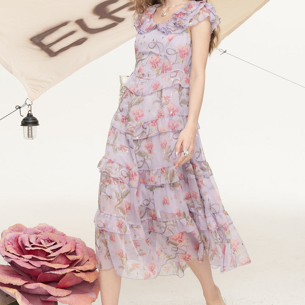 
                  
                    ELFSACK 2025 Summer New Arrivals Lotus Leaf Edge Floral Chic Dress For Women
                  
                