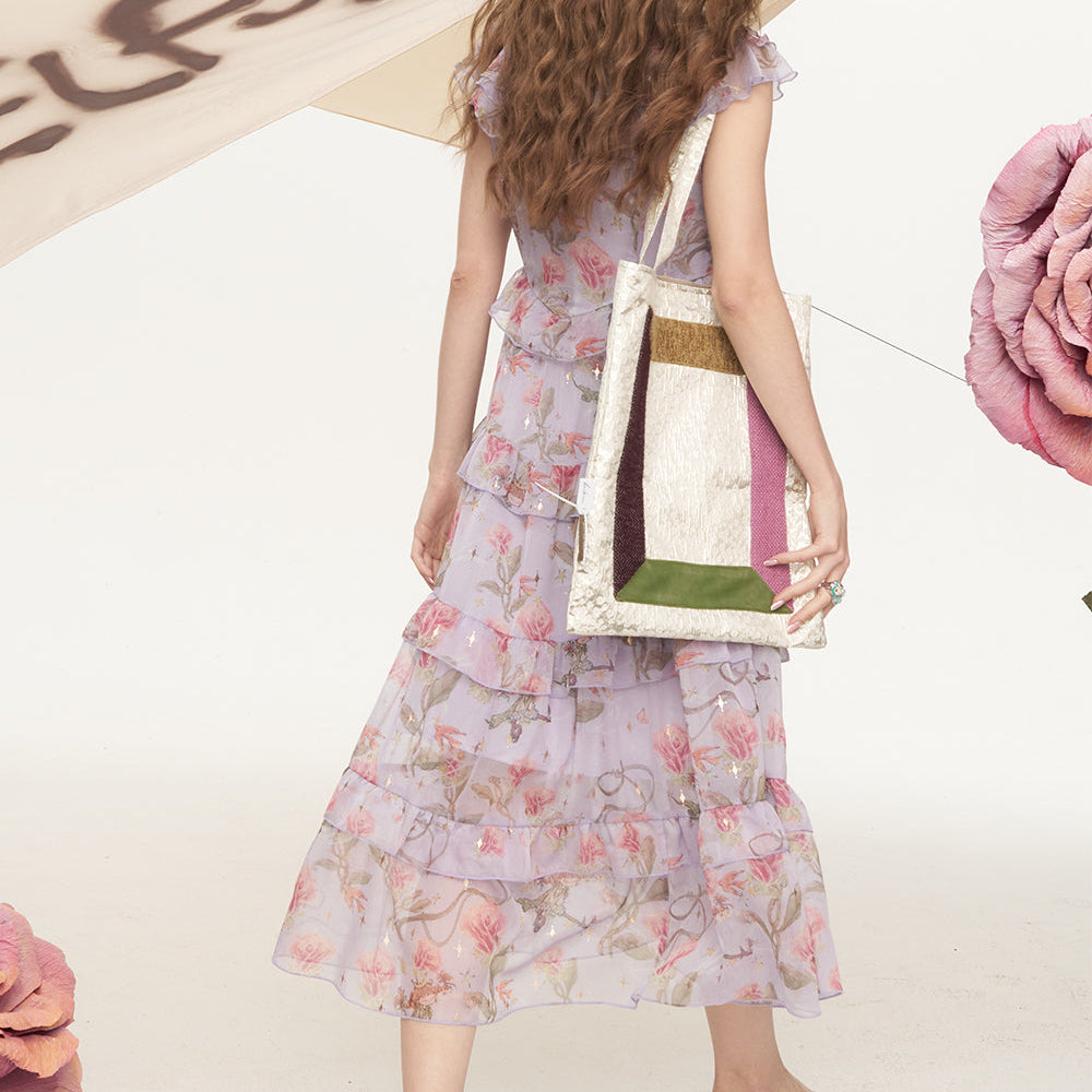 
                  
                    ELFSACK 2025 Summer New Arrivals Lotus Leaf Edge Floral Chic Dress For Women
                  
                
