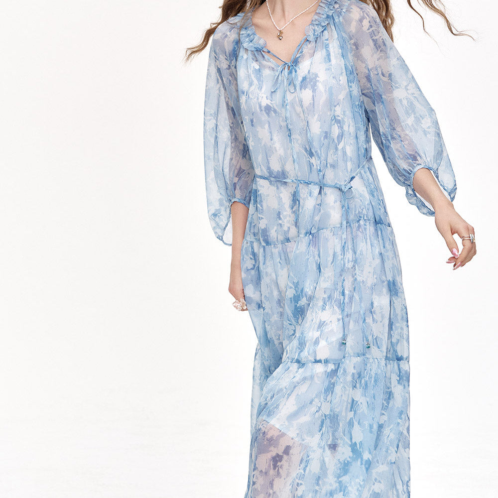 
                  
                    ELFSACK 2025 Summer New Arrivals Chiffon Floral Long Chic Dress
                  
                