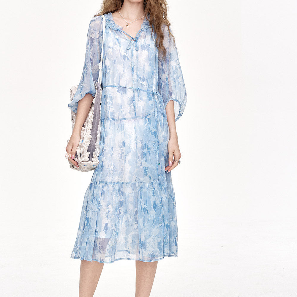 
                  
                    ELFSACK 2025 Summer New Arrivals Chiffon Floral Long Chic Dress
                  
                